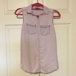 Purple Rayon Button-Down Tank